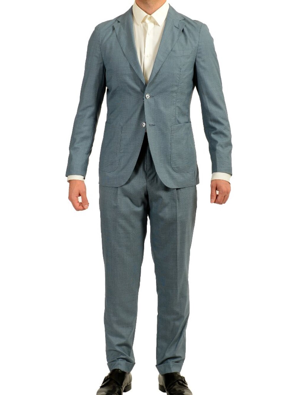 Hugo Boss Men's "L-Heston2PcsSoft-251" Blue Silk Wool Suit US 38R IT 48R